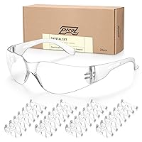 28 Pack Safety Glasses Crystal Clear (Bulk Pack of 24+4) Unisex Anti-Scratch Protective Goggles Impact Resistant Lens Eyewear with ANSI Z87.1 Certified for Construction, Shooting and Laboratory