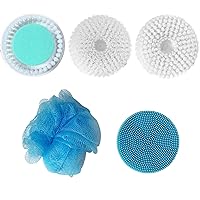 Replacement Electric Body Brush Head Set, 5 in 1 Brush Head for Shower Scrubber for Body(Blue)