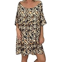 Sundresses for Women 2024, Ladies Women's Dress Summer Half Leopard Loose Sleeve Dress Print Mini Women's Dres