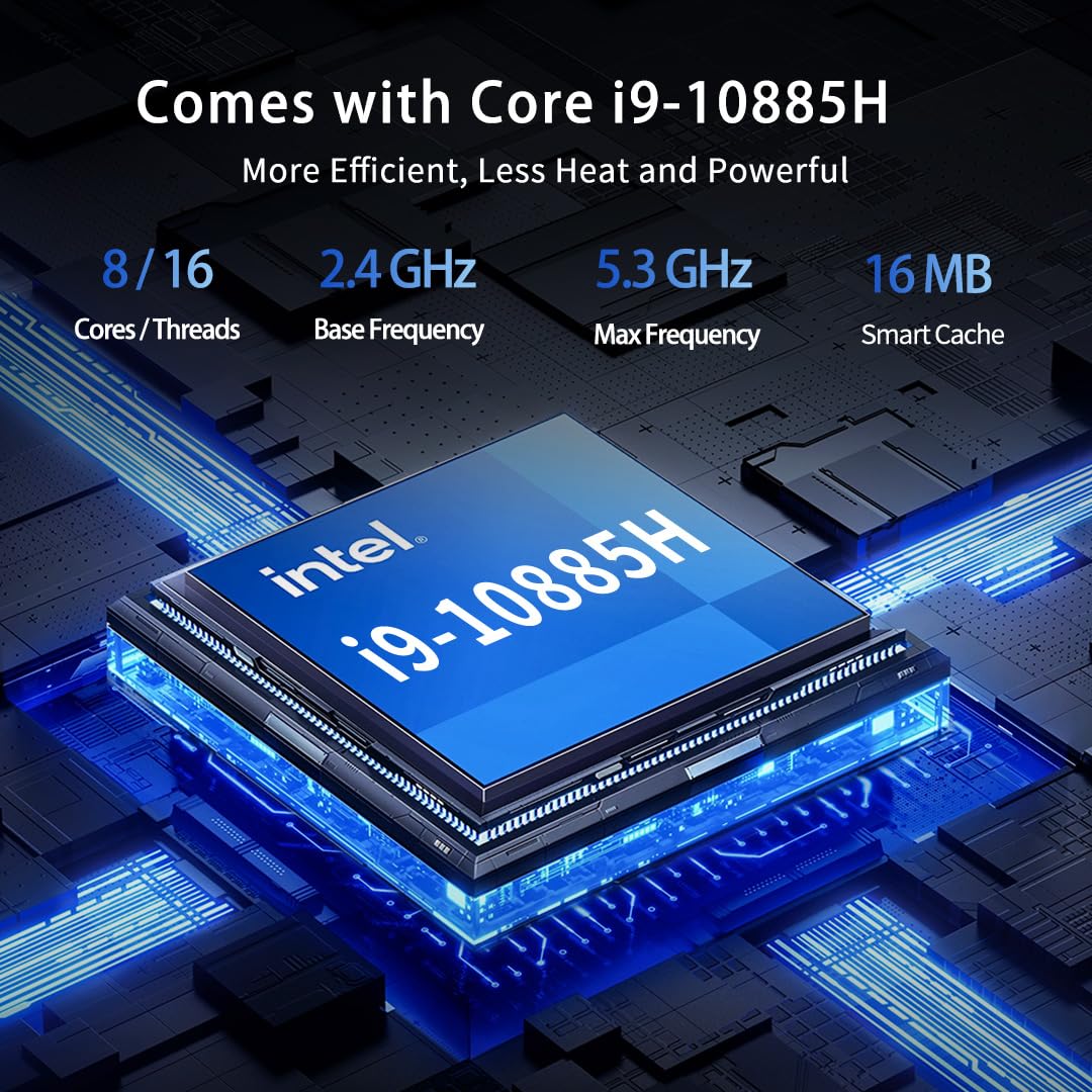 msecore Mini PC with Core i9-10885H (8 Cores, 2.4-5.3GHz), 32G RAM | 1T SSD Desktop Computer, Wi-Fi 6e Bluetooth 5.3, 4K, Dual Display WOL Windows 11 Pro