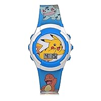 Pokémon Kids' Quartz Watch with Plastic Strap, Blue, 16 (Model: POK4237AZ)