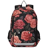 ALAZA Roses on Black Background Backpack Bookbag Laptop Notebook Bag Casual Travel Daypack for Women Men Fits15.6 Laptop