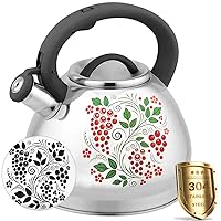Tea Kettle for Stovetop Whistling Teakettle Tea Pot -3L Food Grade 304 Stainless Steel Color Changing Stove Top Teapot with Cool Handle,Loud Whistle And Anti-Rust,Suitable for All Heat Sources (Grape)