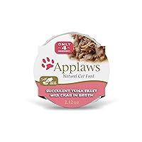 Applaws Natural Wet Cat Food, 18 Count, Limited Ingredient Cat Food Pots, Tuna Fillet with Crab in Broth, 2.12oz Pots