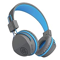 JLab JBuddies Studio Wireless On-Ear Kids Headphones, Graphite/Blue, 13 Hour Battery Life, Studio Volume Safe, Volume Limiter, Folding, Adjustable, Noise Isolation, with Mic
