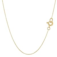 Jewelry Affairs 14k Real Solid Gold Mirror Box Chain Necklace, 0.45mm