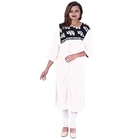 Indian Women's Long Dress with Pippin Ethnic Wedding War Tunic White Color Plus Size