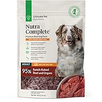 ULTIMATE PET NUTRITION Nutra Complete, 100% Freeze Dried Veterinarian Formulated Raw Dog Food with Antioxidants Prebiotics and Amino Acids, (1 Pound, Beef)