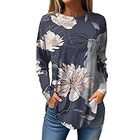 Floral Shirts for Women Fashion Long Sleeve Pullover Tops Crew Neck Casual Tunic Fall Fashion Daily Clothes