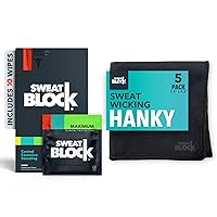 SweatBlock Driboost Antiperspirant Wipes and Micro Fiber HandKerchief - Treat Hyperhidrosis & Excessive Sweating on Hands, Face, Forehead, & Body - Best Pack of Sporty Sweat Towel and Dermatologist.