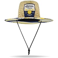 Corona Extra Sun Hat, Adult Large Wide Brim Straw Lifeguard Cap for Men and Women, Beach and Pool Accessories