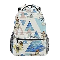 ALAZA Abstract Natural Geometric Watercolor Triangles Butterfly Marble Grunge Travel Laptop Backpack Bookbags for College Student