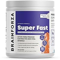 Brain Forza Super Fast Keto Electrolytes for Fasting - Premium Electrolytes, No Sugar or Flavoring w/Potassium, Sodium, Magnesium, Calcium, Iron, Pink Himalayan Salt, (30srv, Unflavored)