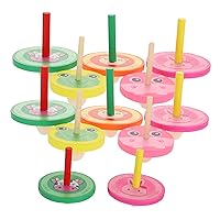 ERINGOGO 12pcs Color Cartoon Top Kid Toys Top Toy Party Favor Toy Goodie Bag Toys Tops Toys Decompression Toys Playthings Stress Child Wood Small Top