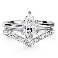 S925 1.5ct Marquise Cut 2in1 Engagement Rings For Women Wedding Bands Ring Bridal Set Sterling Silver Promise Ring For Women