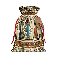 WURTON Drawstring Christmas Bags,Women In Ancient Egypt Xmas Gift Bags,Christmas Wrapping Bags,Party Favor Bags,8 X 12in