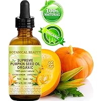 SUPREME ORGANIC PUMPKIN SEED OIL .100% Pure/EXTRA VIRGIN/UNREFINED/Natural/Undiluted Cold Pressed Carrier Oil for Skin, Hair, Lip and Nail Care. 4 Fl.oz.- 120 ml. Botanical Beauty