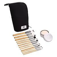 Sfx Essential Makeup Brush Kit - 12 Piece Makeup Brush Set With Soap Cleaner With Vanilla Fragrance Brush And Bag D