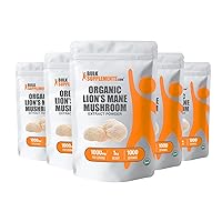 BULKSUPPLEMENTS.COM Organic Lion's Mane Mushroom Extract Powder - Lions Mane Supplement Powder, Lion's Mane Extract - Mushroom Supplement, 1000mg per Serving, 5kg (11 lbs) (Pack of 5)