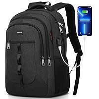 Black Backpack for Men and Women,School Backpack Bookbag for Teen Boys and Girls Laptop Backpack with USB for Collge Work Business