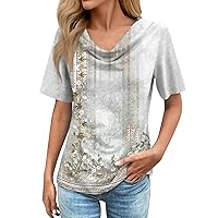 Womens Blouses,Short Sleeve Plus Size Printed Shirt Loose Summer Top Casual Fashion T Shirt Trendy 2024 Tee