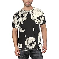 Men's Graffiti Drum Drummer Silhouette Short Sleeve T-Shirts, Retro Graphic Tee