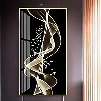 HOLEILUCK Large Canvas Painting Abstract Prints Line Decoration Living Room Home Canvas Pictures for Wall Decor 60x80cm/24x32inch With-Golden-Frame