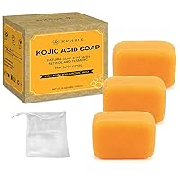 RONKIE Kojic Acid Soap, Kojic Soap, Dark Spot Corrector, Soap For Dark Spots with Tumeric Soap, Retinol, Collagen, Hyaluronic Acid, Exfoliating & Nourishing（3 packs）