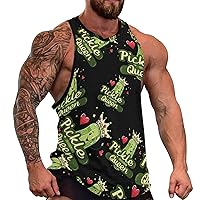 Pickle Queen Funny Cucumber Vegetable Men’s Tank Top Sleeveless Crewneck Tees Gym Muscle T Shirts
