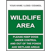 Sticker - Safety - Warning - Wildlife Area Sign - Please Keep Dogs Under Control and Out of Ponds and Wetland Areas Sign 40x30cm - Decal for Office/Company/School/Hotel