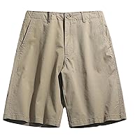Mens Chino Shorts Dressy Casual Solid Color Summer Loose Fit Cargo Shorts Plus Size Combat Shorts Knee Length