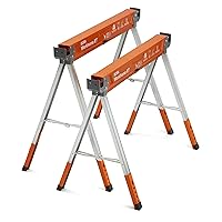 BORA Workhorse XT Saw Horses 2 Pack Folding Heavy Duty Adjustable Height Sawhorse Pair with Adjustable Legs, Heavy Duty Saw horse for Contractors Portable Workbench w/Built in Bottle opener PM-3360T
