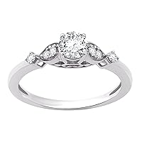 1/2 ct. T.W. Lab Diamond (SI1-SI2 Clarity, F-G Color) and Sterling Silver Engagement Ring
