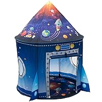 Rocket Ship Play Tent for Kids, Astronaut Spaceship Space Themed Pretend Playhouse Indoor Outdoor Games Party Children Pop Up Foldable Tent Birthday Toy for Boys Girls Toddler Baby
