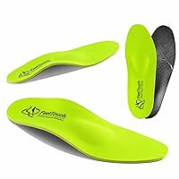 Strong Arch Support Orthotics for Metatarsalgia, Morton's Neuroma, Ball of Foot Pain Relief, Plantar Fasciitis, Flat Feet with Poron Heel Cushion, Unisex, Lemon Green