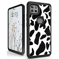 for Moto One 5G Ace Case, Motorola G 5G Case for Women, Heavy Duty Dual Layer Textured PC Back Soft Silicone Shockproof Protective Phone Cover for Motorola One 5G Ace/G 5G, Cow Print