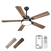 TENGXIN 52 Inch Farmhouse Ceiling Fan - Industrial Ceiling Fans with Light and Remote Control,Matte Black Ceiling Fan with 5 Reversible Blades,TXCF-BK002