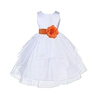 ekidsbridal White Shimmering Organza Flower Girl Dresses Pageant Dress 4613S