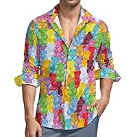 Gummy Bears Candies Men's Shirt Long Sleeve Button Down Casual Blouse Shirts Tops