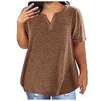 Women Plus Size Tops Fashion Solid Color V Neck T Shirts Summer Short Sleeve Tunic Oversized Ladies Blouse L-5XL