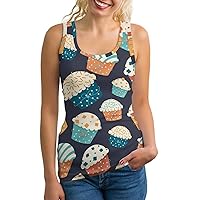 Delicious Cupcakes Women's Tank Top Summer Athletic Tank Top Casual Sleeveless Shirts for Beach Holiday