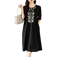 Women's Premium Embroidered Floral Round Neck Cocktail Formal Mini Dress