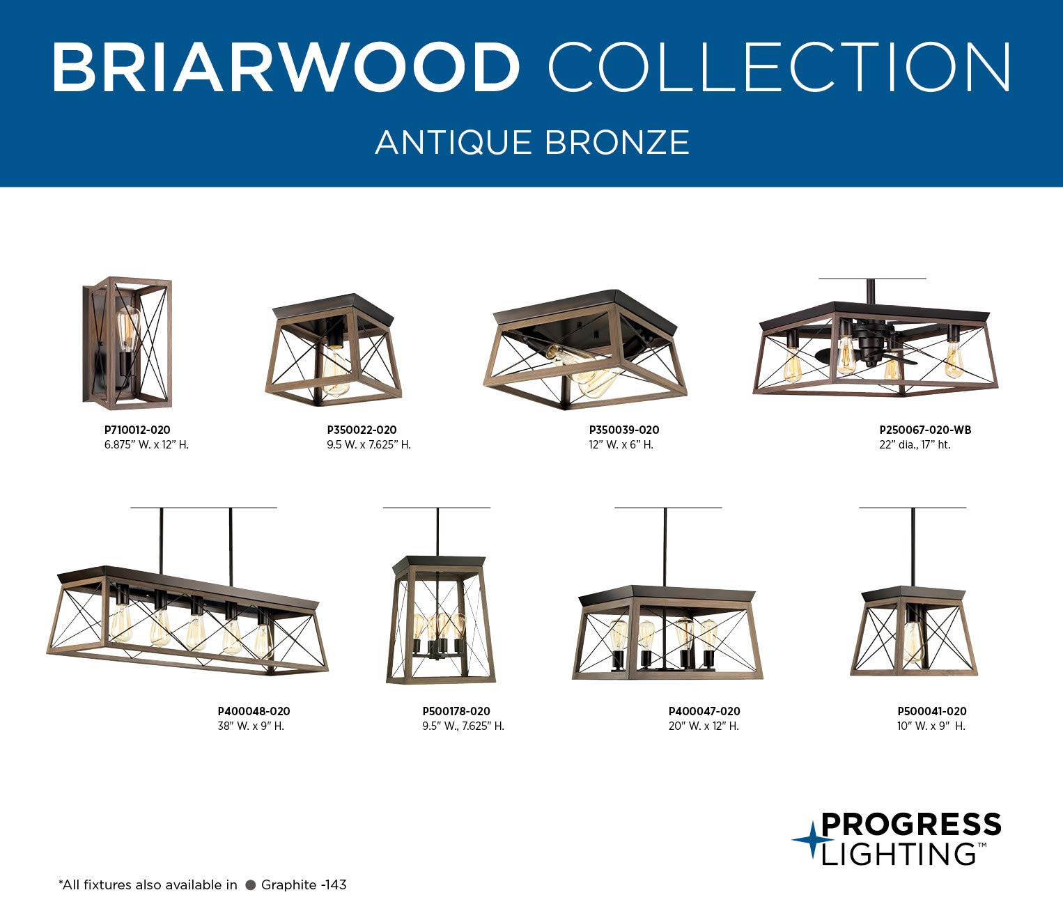 Briarwood Collection 22-Inch 3-Blade AC Motor Farmhouse Ceiling Fan Antique Bronze