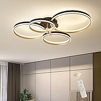 Ganeed Dimmable LED Ceiling Light Modern 4 Rings Ceiling Lamp with Remote Control,60W Gold Flush Mount Ceiling Lights for Living Room, Bedroom, Kitchen, Corridor, Dining Room,Office 3 Color