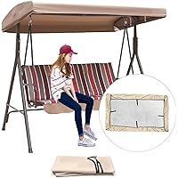 Outdoor Swing Canopy Replacement Cover 3 Seater,191x120x18cm/75x47x7'' Universal Patio Swing Cover,Waterproof Replacement Canopy Top Cover for Garden Swing Chair Patio Hammock