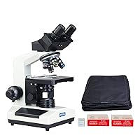 OMAX 40X-2000X Lab Binocular Compound Microscope with Vinyl Carrying Case and 100 Pieces Glass Slides and Covers
