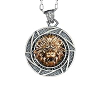 Lion Silver King Necklace, 925 Sterling Silver Men's Leo Necklace, Animal Silver Necklace