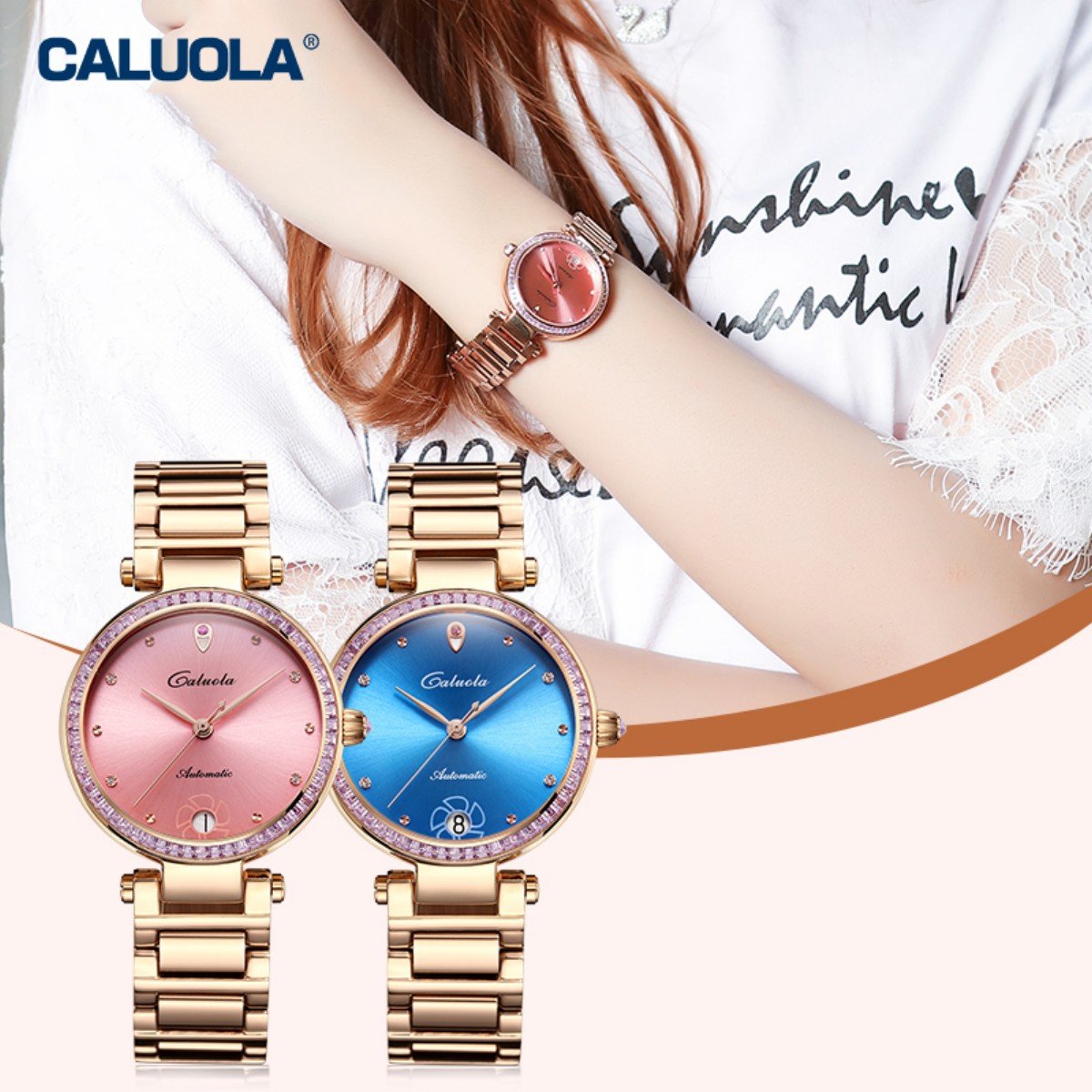 Caluola Automatic Watch Fashion Diamond Dress Watch Women's Watch CA1221MLQJ