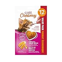 Catit Creamy Lickable Cat Treat, Healthy Cat Treat, Chicken & Shrimp, 12 Pack