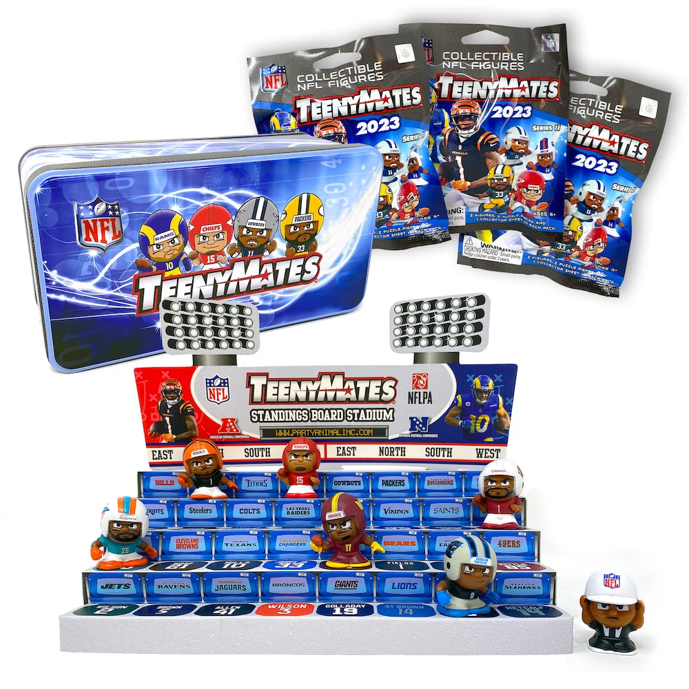 Party Animal Teenymates 2022 NFL Series 11 - NFL Player Mini Figures Collector's Tin Set Includes Rare Exclusive Referee Minifigure